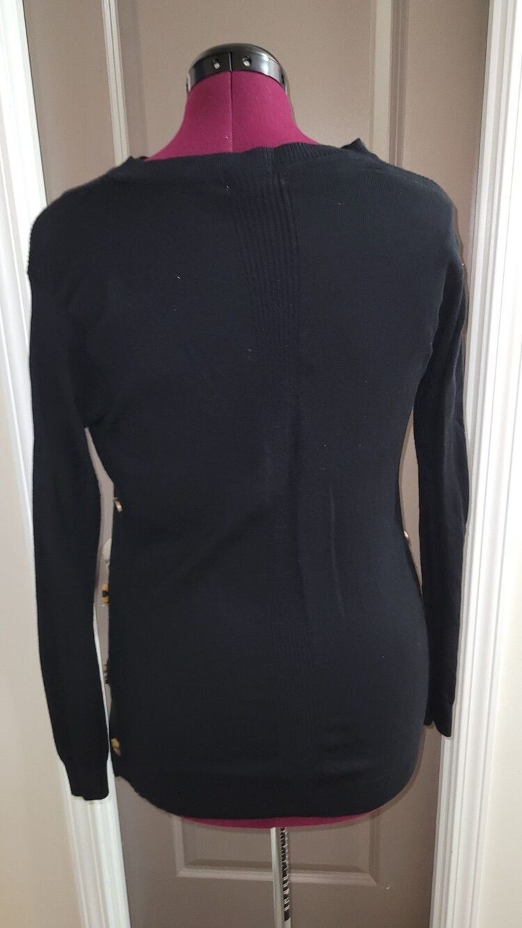 Caren Sport Black Tunic Sweater  Women's Size 2X Accent Buttons Gorgeous